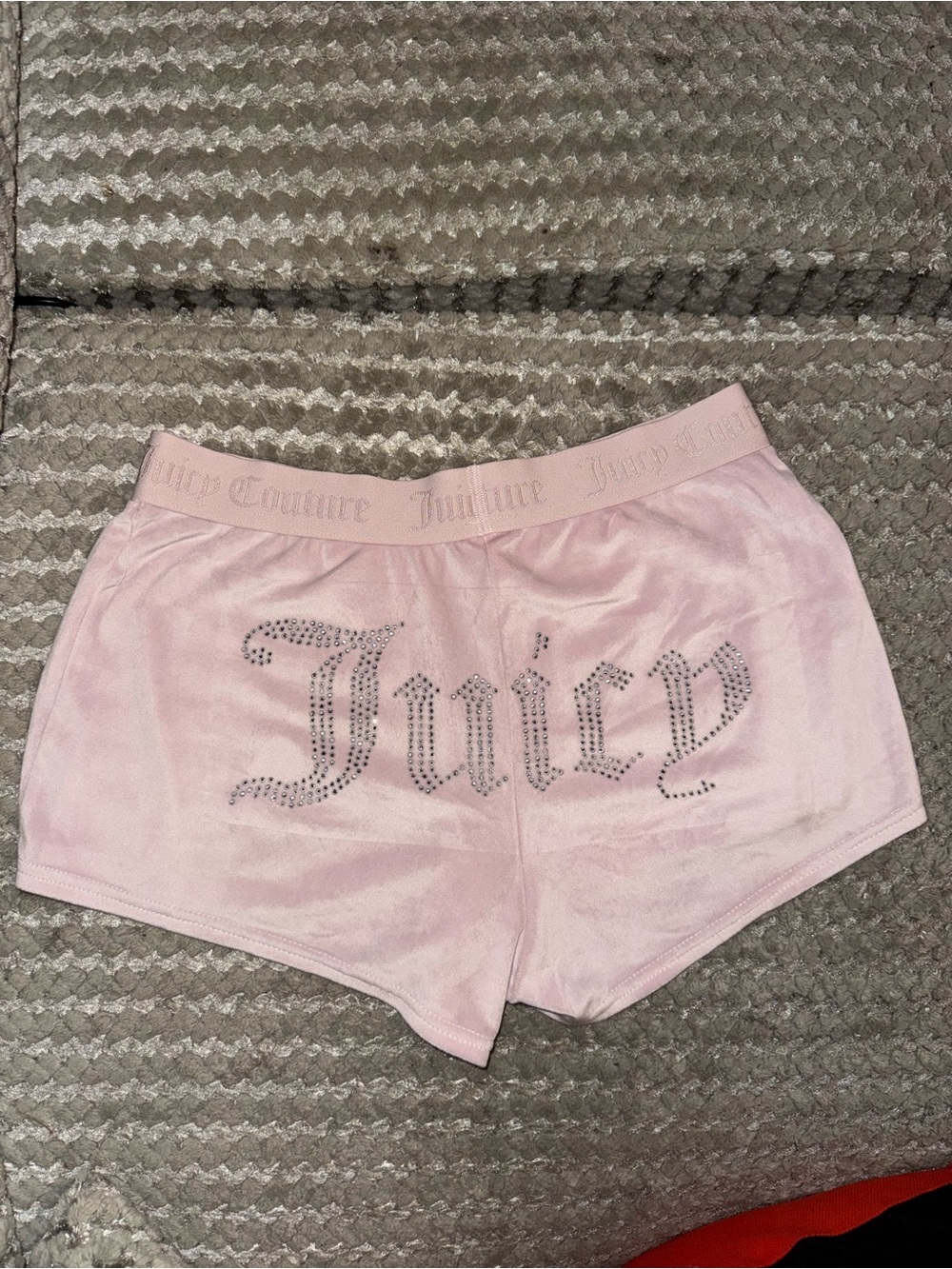 Juicy Couture Pink Velour 'Juiced' Shorts with Rhinestone Logo